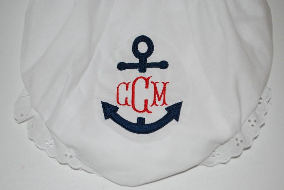 personalized diaper cover with anchor and monogram