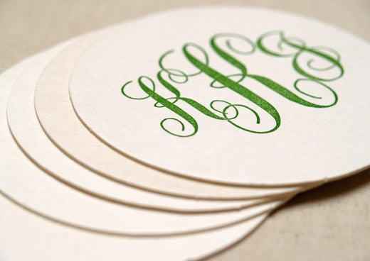 custom letterpress coasters