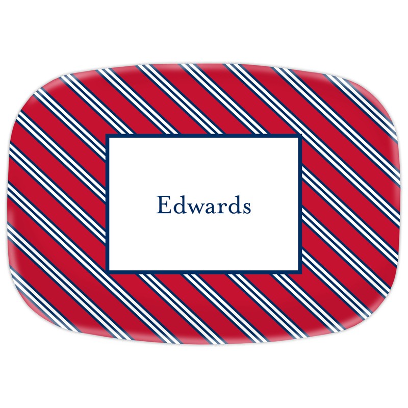 boatman geller repp tie red & navy platter