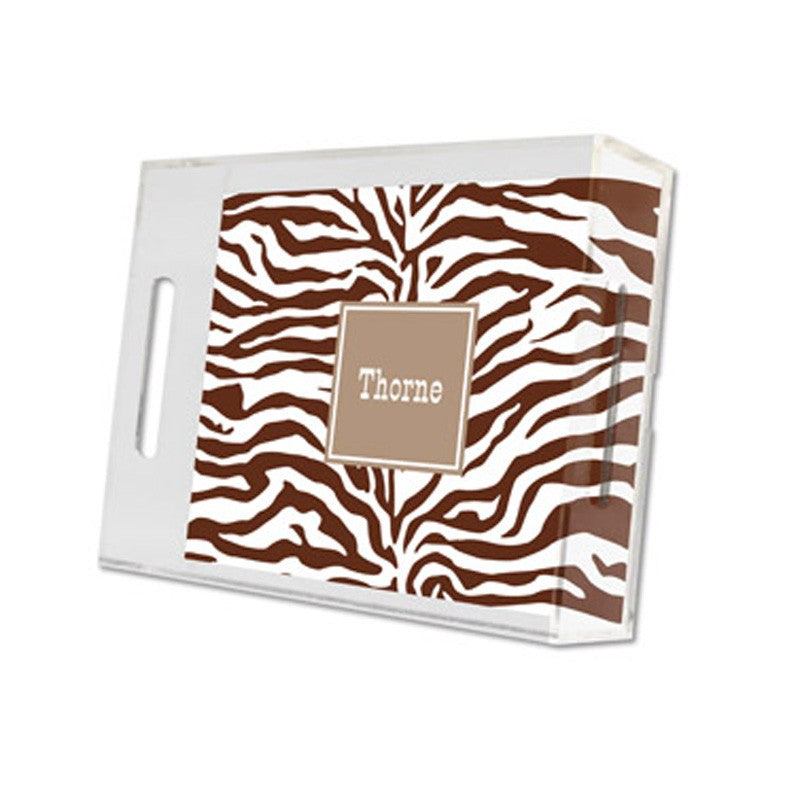 zebra chocolate small tray lucite tray - small