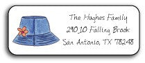 personalized address labels  beach hat