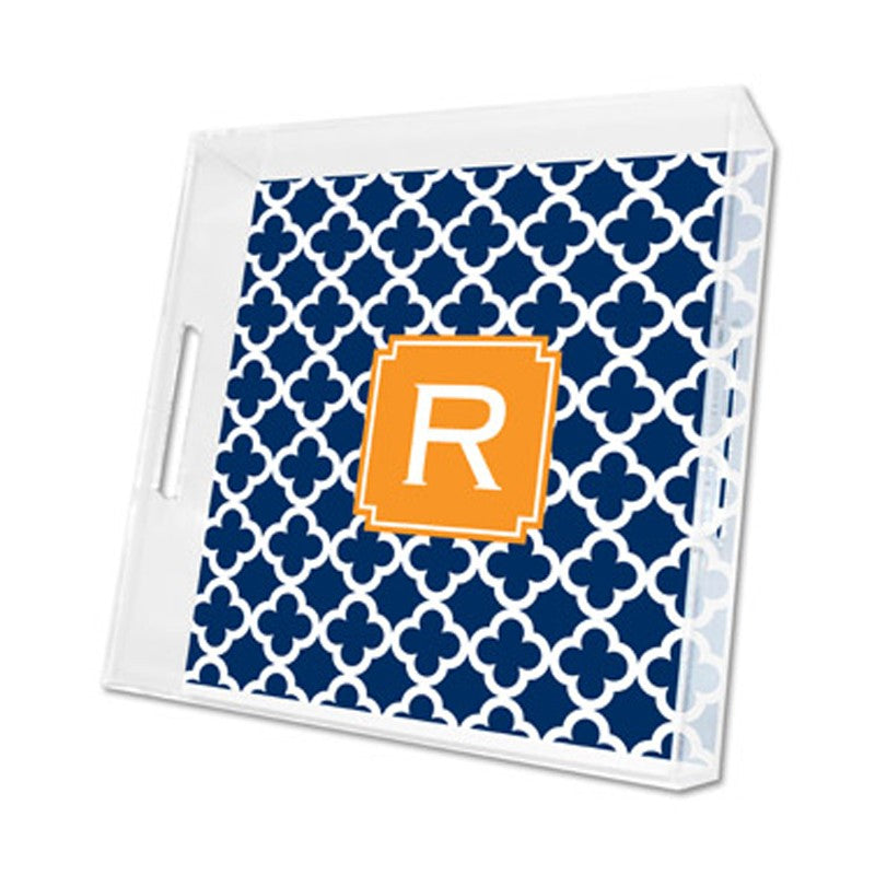 bristol tile navy lucite tray - square