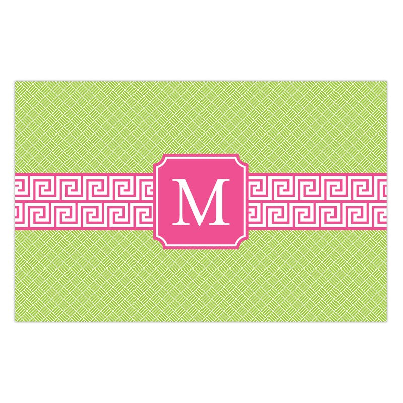boatman geller greek key band pink placemat