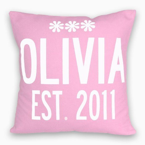 personalized baby announcement flowers pillow