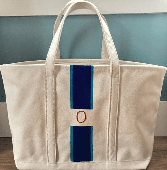 hand painted monogrammed tote