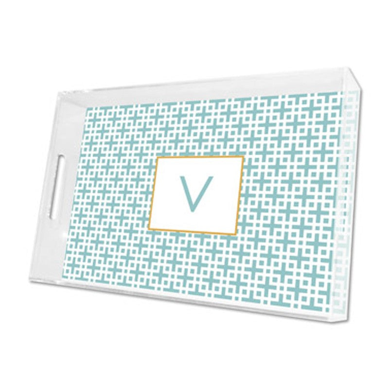 lattice slate lucite tray - large