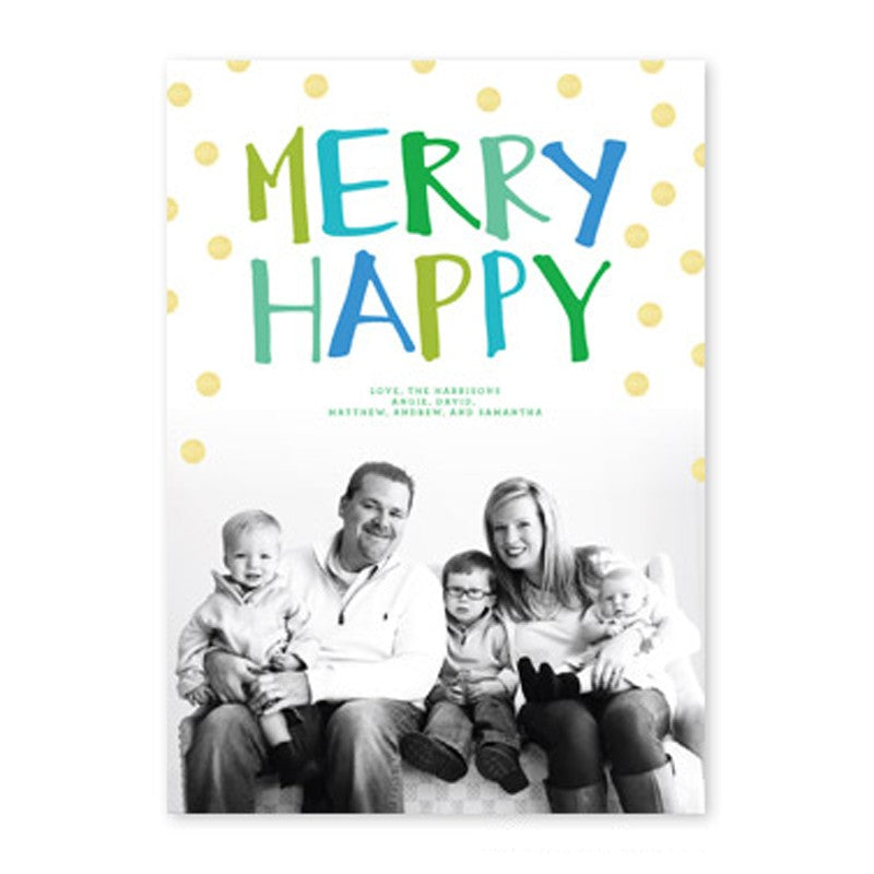 boatman geller merry happy green & blue photocard