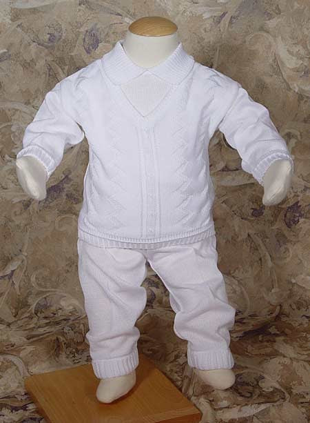 boys knit christening set