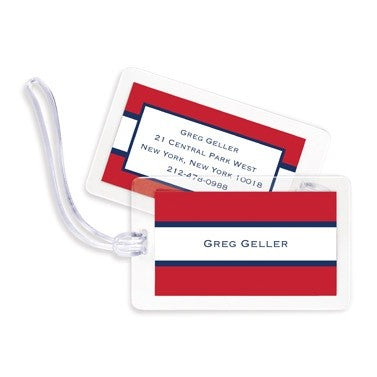 boatman geller stripe red & navy bag tags