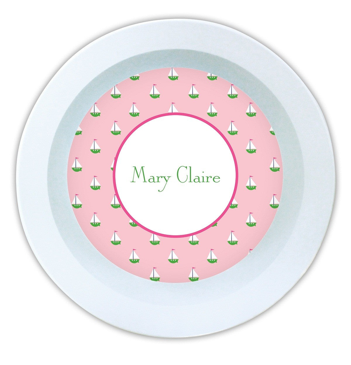 boatman geller little sailboat pink melamine bowl