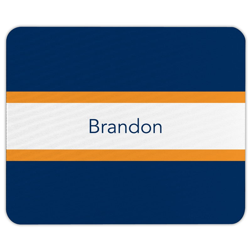 boatman geller stripe navy & tangerine mouse pad