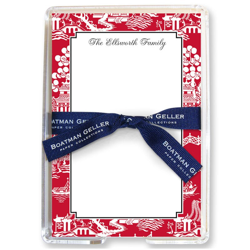 boatman geller chinoiserie red acrylic note sheets