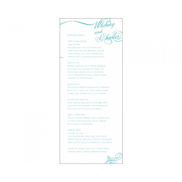 whitney & charles menu card