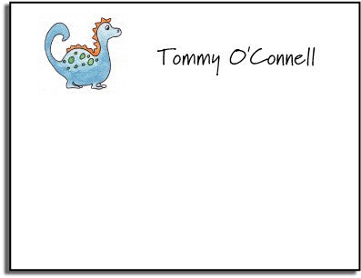 personalized kids notes - blue dinosaur