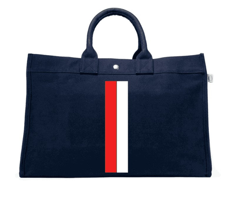 navy stripe tote