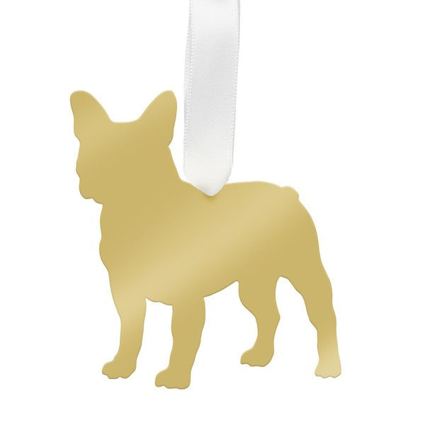moon and lola french bulldog christmas ornament - gold