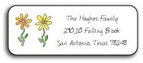 personalized address labels  row of daisies