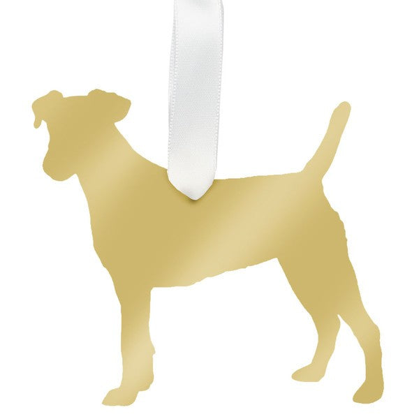 moon and lola jack russell terrier christmas ornament - gold
