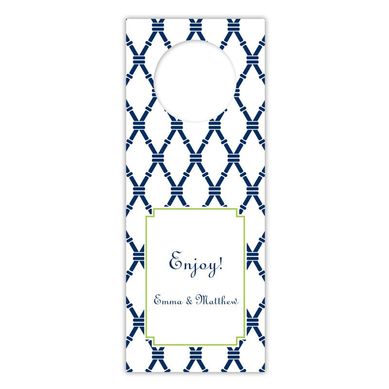 boatman geller bamboo navy & green wine tags