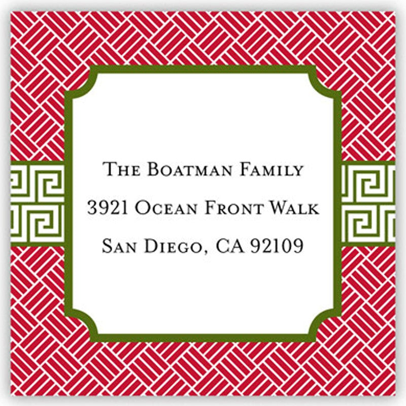 boatman geller grosgrain ribbon pink & green square sticker