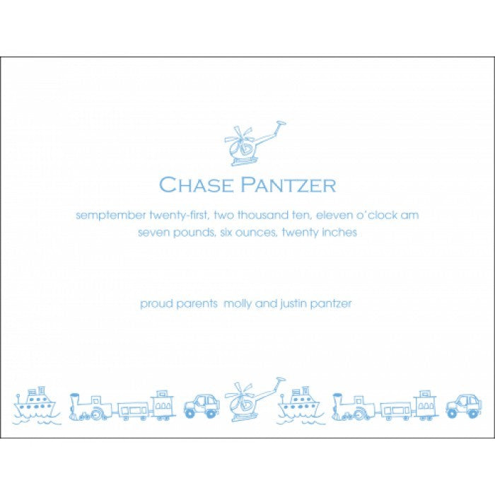 flat print helicopter baby announcement - vehicles