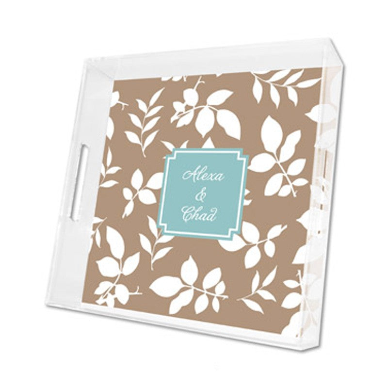silo leaves mocha lucite tray - square