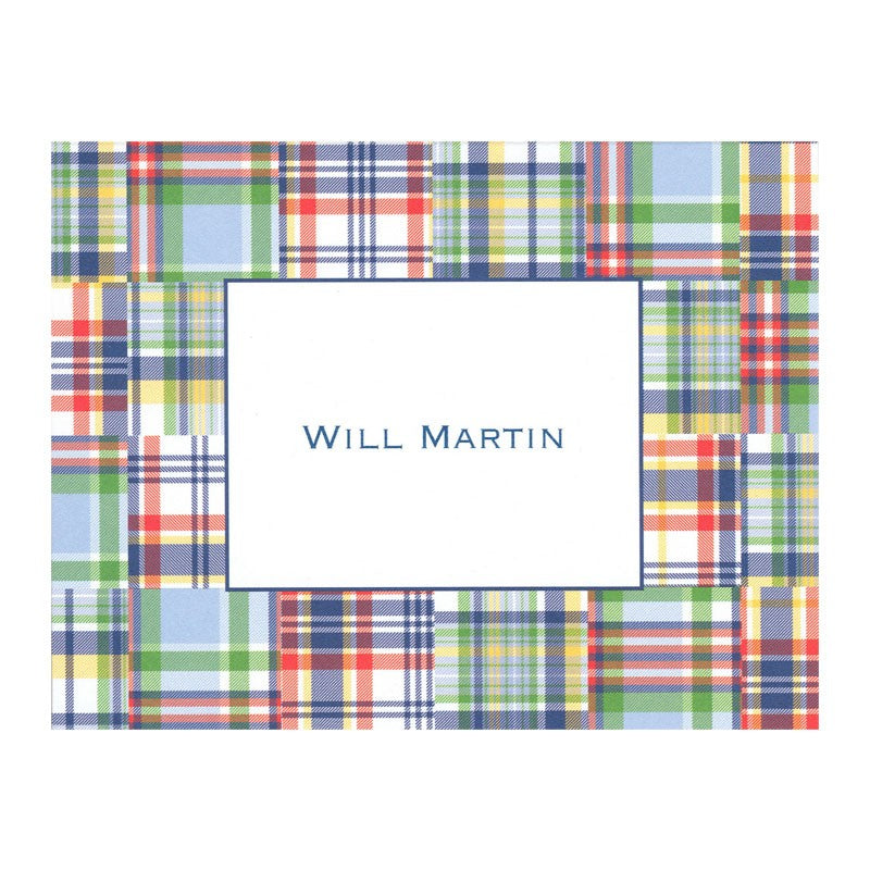 boatman geller madras patch blue foldover note
