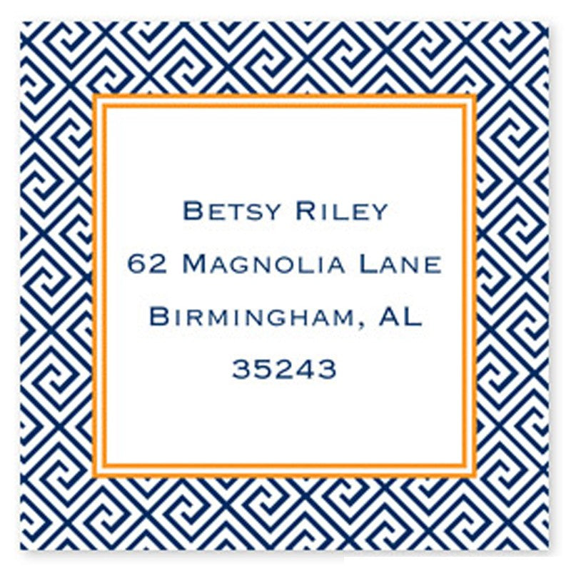 boatman geller greek key navy square sticker