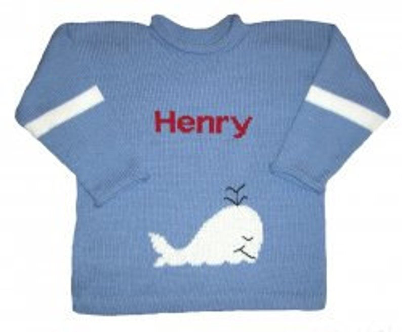 personalized whale pullover sweater
