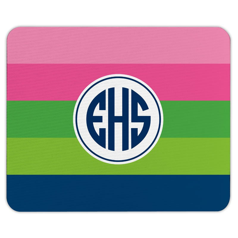 boatman geller bold stripe pink, green & navy mouse pad