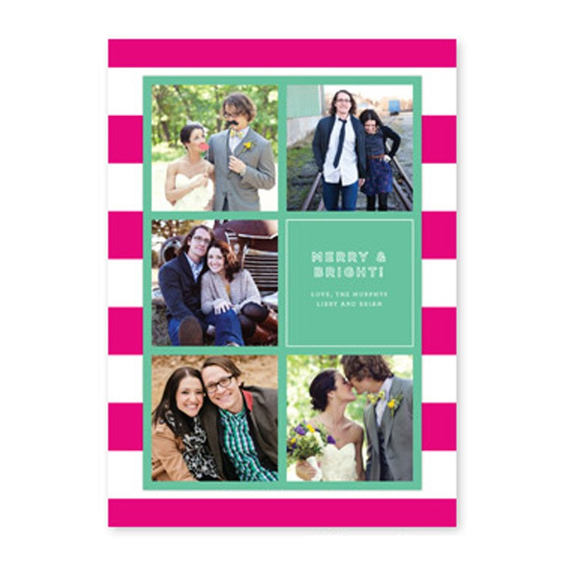 boatman geller rugby collage hot pink & teal photocard