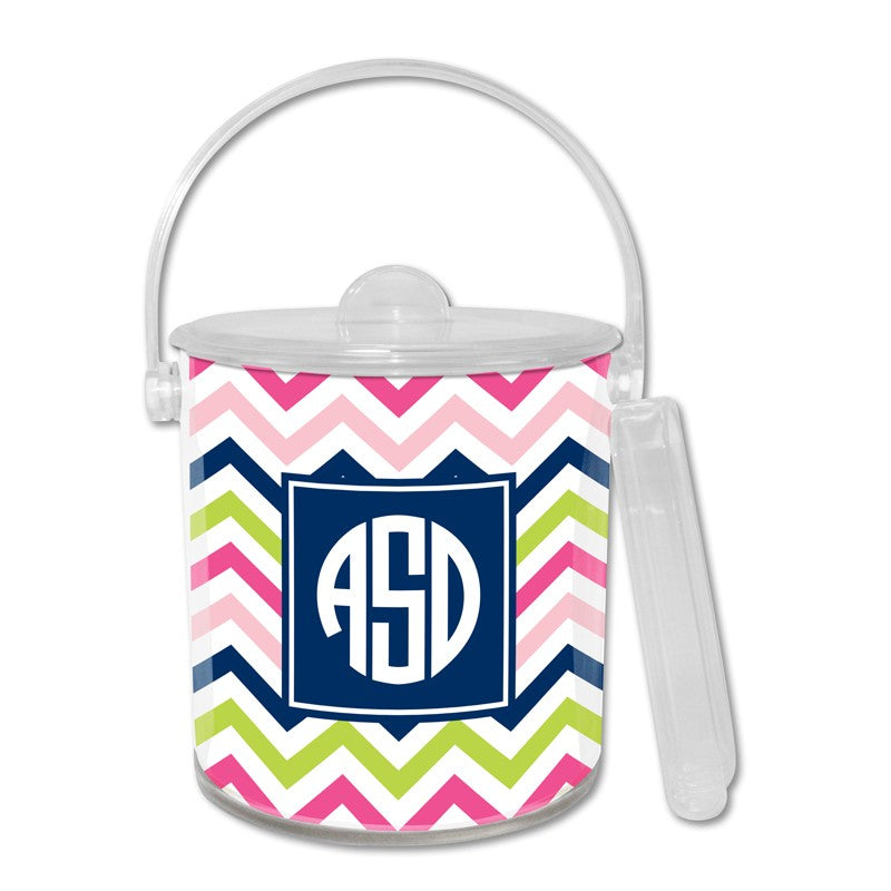 boatman geller chevron pink, navy & lime ice bucket