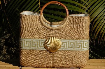 Sage Greek Key Becky Bag