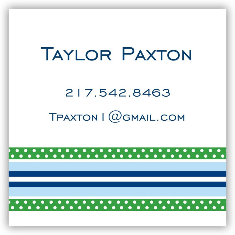 boatman geller grosgrain ribbon blue & green square sticker