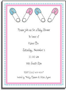 personalized invitations  diaper pins