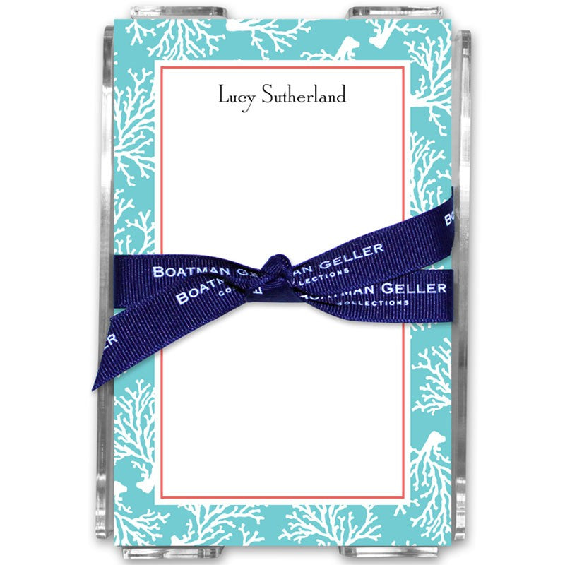 boatman geller coral repeat teal acrylic note sheets