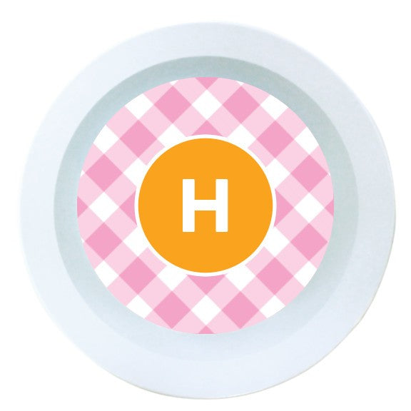 Pink Gingham Melamine Round Bowl
