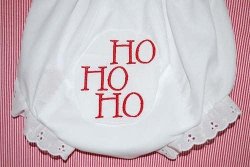 Embroidered Christmas Ho Ho Ho Bloomers Diaper Cover Panty