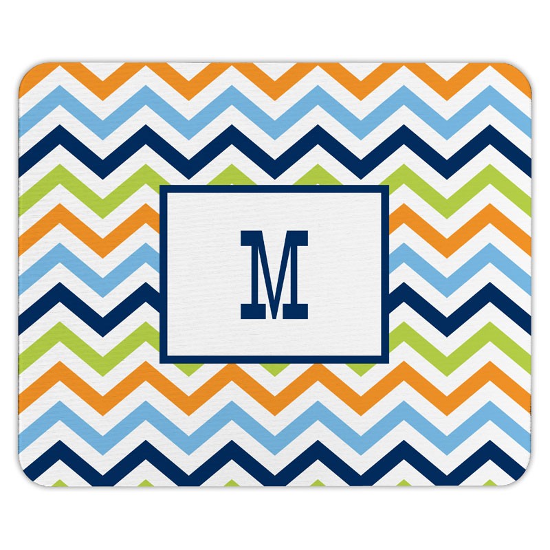 boatman geller chevron blue, orange & lime mouse pad