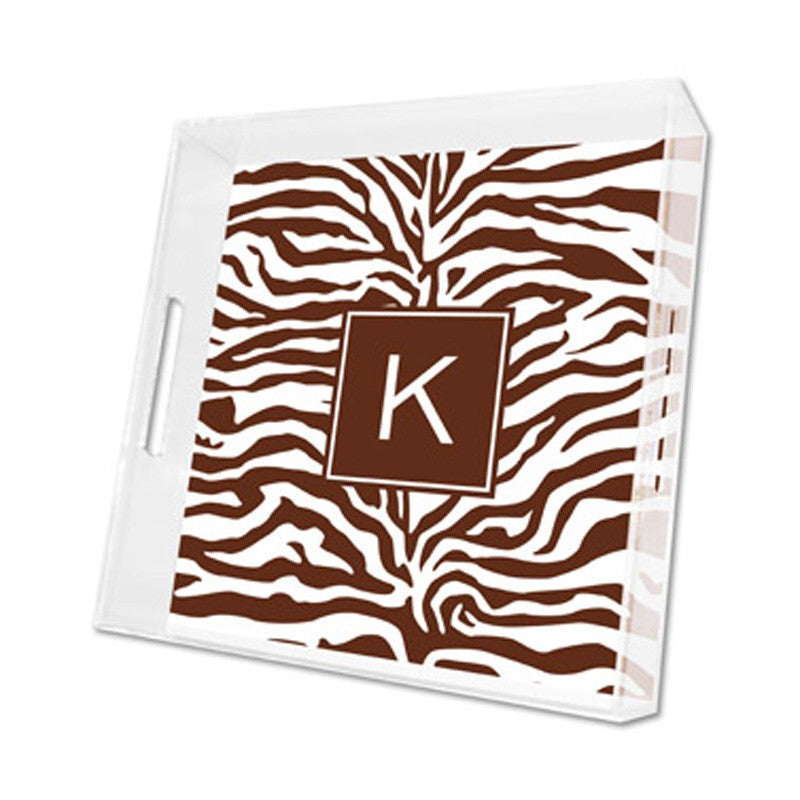 zebra chocolate lucite tray - square