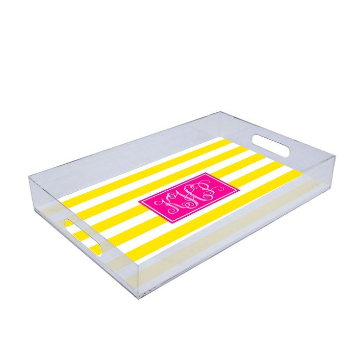 yellow stripes lucite tray