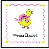 personalized stickers  duckling in pink