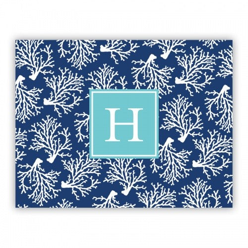Coral Repeat Navy Small Lucite Tray Insert
