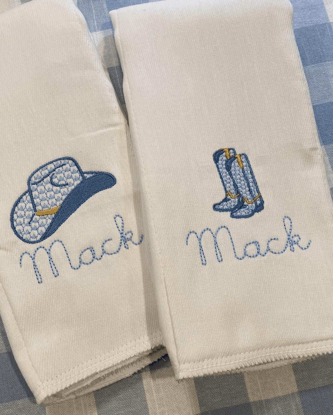 baby bow cowboy hat and burp cloth set