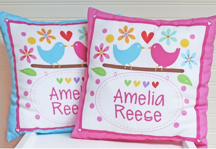 personalized love birds baby announcement pillow - unavailable