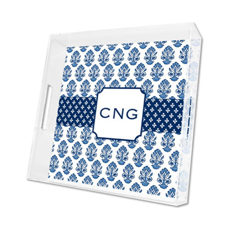 beti navy lucite tray - square