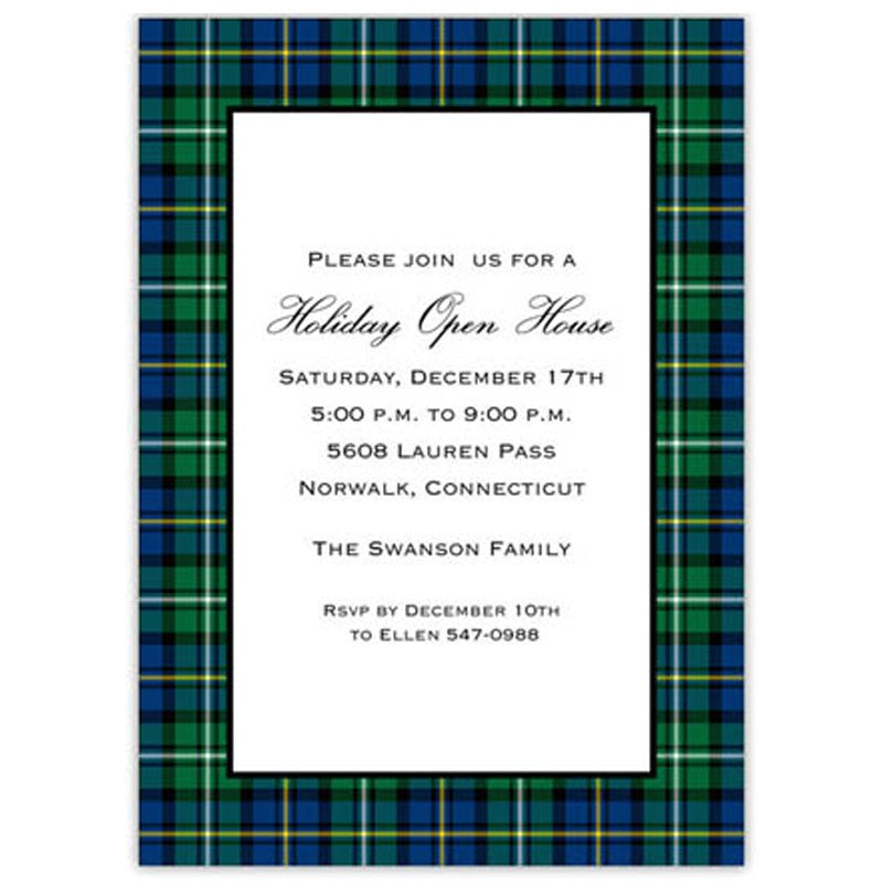boatman geller black watch plaid large flat notecard
