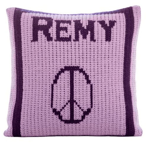 peace sign and name pillow