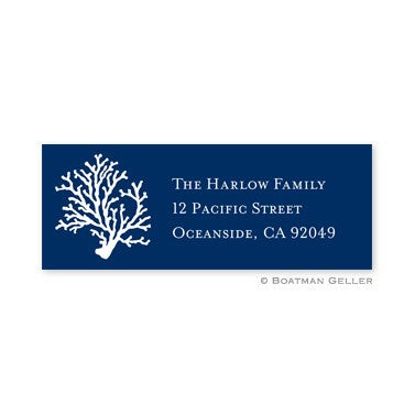 boatman geller coral repeat navy address labels