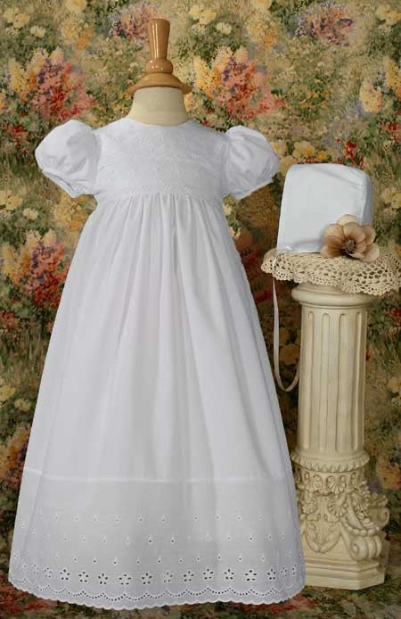 girls christening gown with lace border